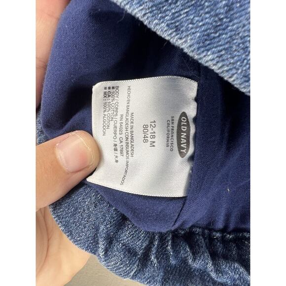 Old Navy Denim Peacoat Jacket, Blue, Cotton Blend, Double Breasted Toddler Girl - Picture 8 of 11